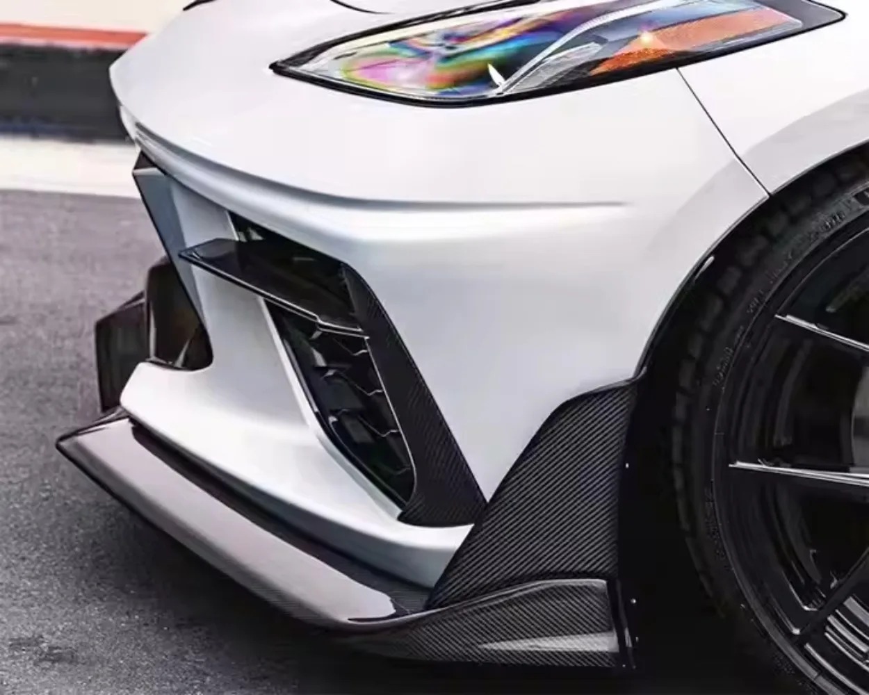 High Quality Fast Delivery Whole Sale Price Carbon Fiber 5VM Style Front Lip Body Kits for Corvette C8